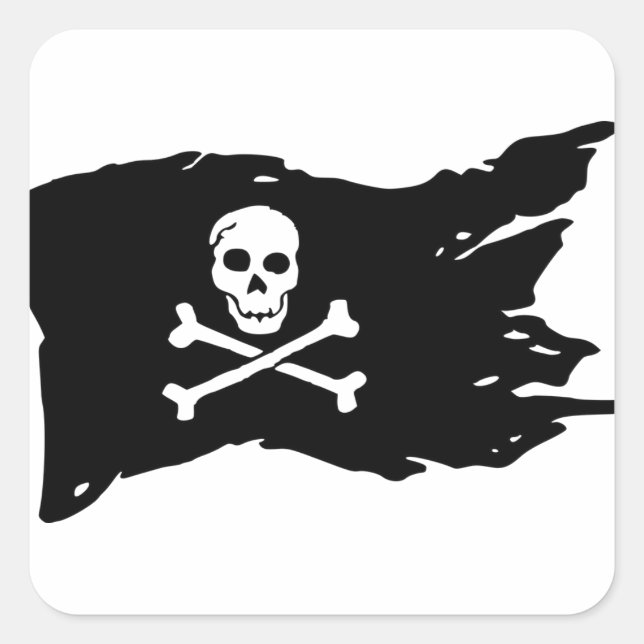 Piratenflagge Quadratischer Aufkleber (Vorderseite)