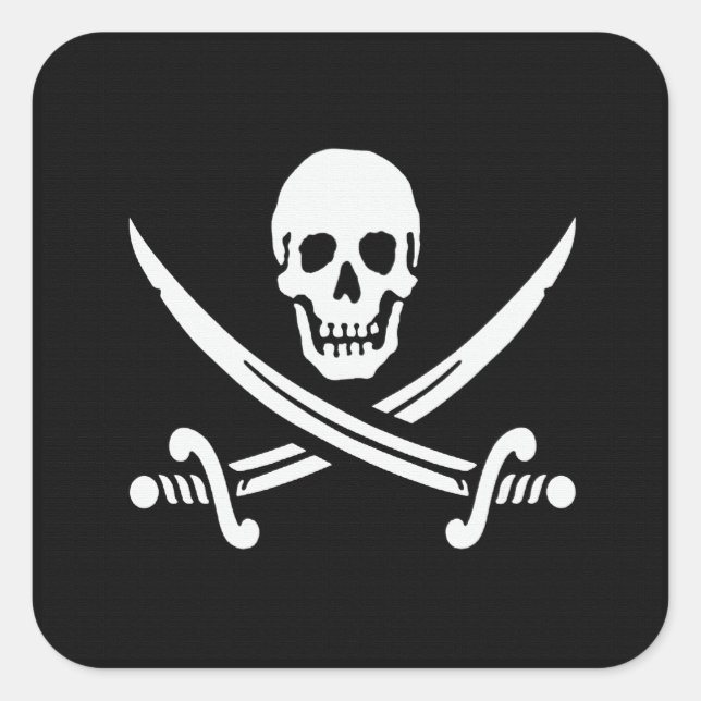 Piratenflagge Quadratischer Aufkleber (Vorderseite)