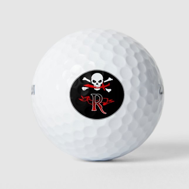Piratenflagge R Monogram Golfbälle (Vorderseite)