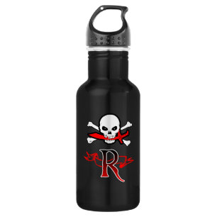 Piratenflagge R Monogramm Trinkflasche
