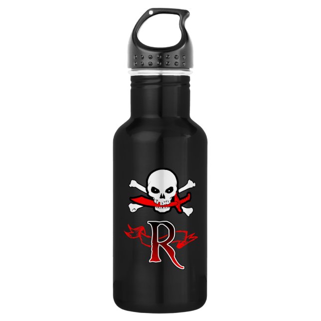 Piratenflagge R Monogramm Trinkflasche (Vorderseite)