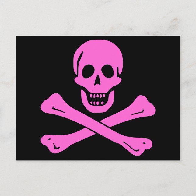 Piratenflagge Rosa Postkarte (Vorderseite)