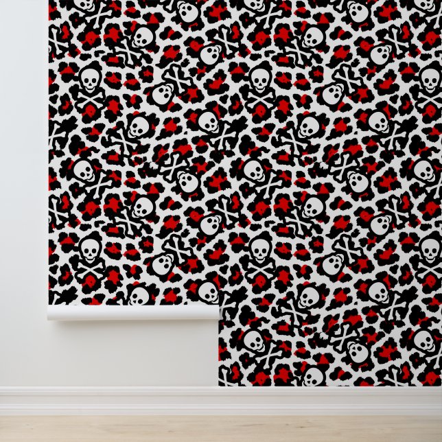 Piratenflagge Roter Punk Leopard Printpflug Tapete (Anwendung)