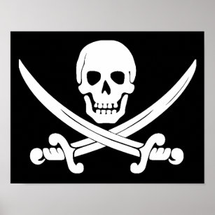 Piratenflagge Schädel und Kreuzknochen Piratengesc Poster