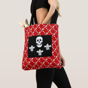 PIRATENFLAGGE SKULL 3 LILILIES RED BLACK PIRATE FL TASCHE