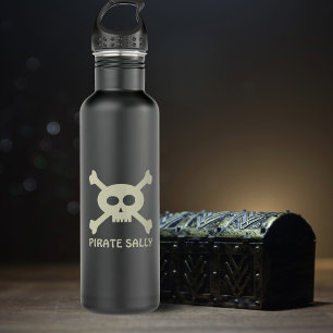 Piratenflagge Skull & Crossbones Schwarzes Wasser  Edelstahlflasche