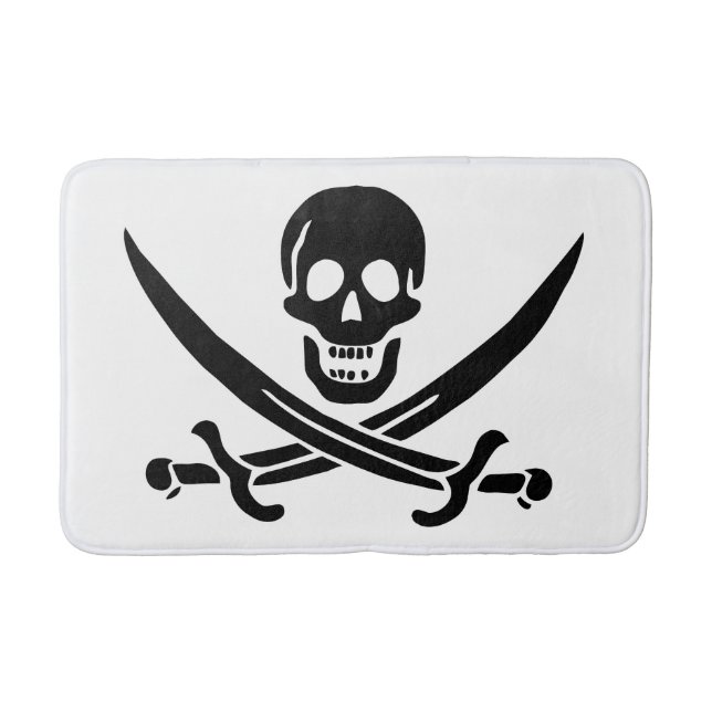 Piratenflagge Skull Crossed Schwerter Badematte (Vorderseite)