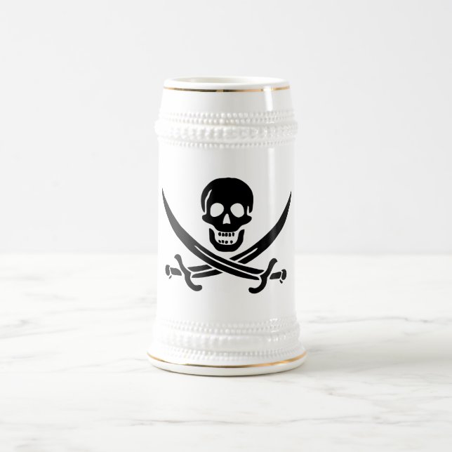 Piratenflagge Skull Crossed Schwerter Bierglas (Mittel)