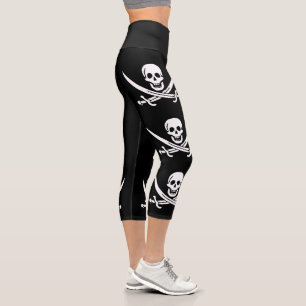 Piratenflagge Skull Crossed Schwerter Capri Leggings
