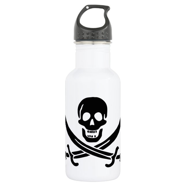Piratenflagge Skull Crossed Schwerter Edelstahlflasche (Vorderseite)