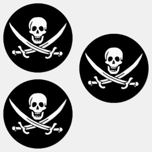 Piratenflagge Skull Crossed Schwerter Etiketten