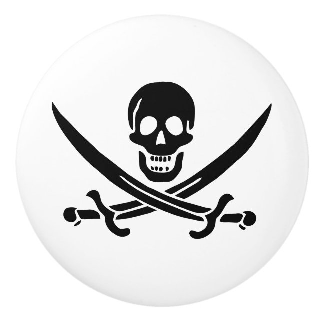 Piratenflagge Skull Crossed Schwerter Keramikknauf (Vorderseite)
