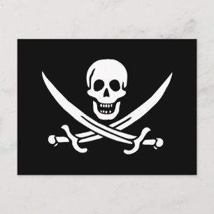 Piratenflagge Skull Crossed Schwerter Postkarte