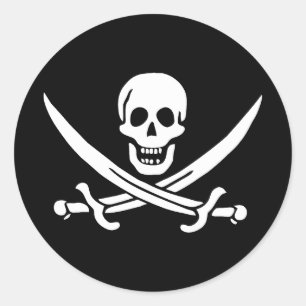 Piratenflagge Skull Crossed Schwerter Runder Aufkleber