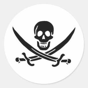 Piratenflagge Skull Crossed Schwerter Runder Aufkleber