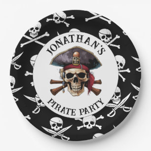 PIRATENFLAGGE-SKULL-PIRATE-Papierplatte Pappteller