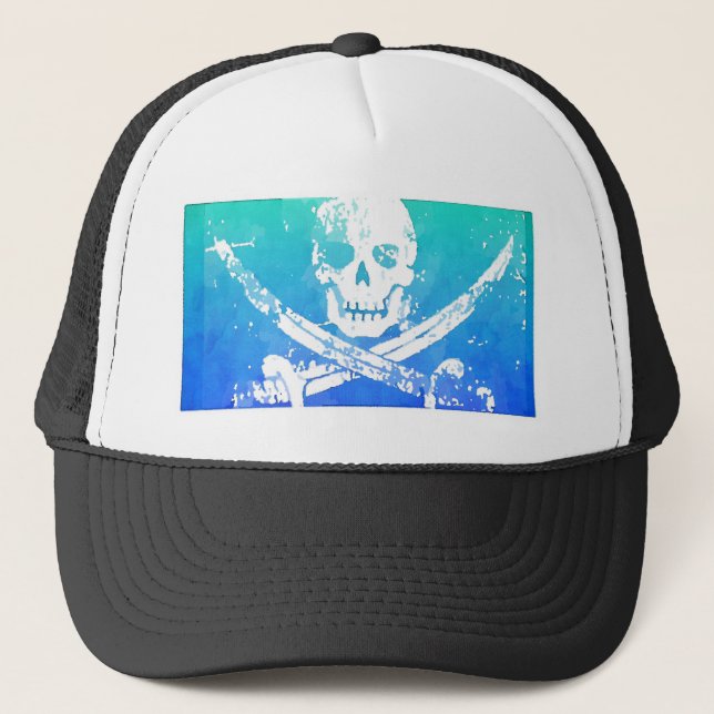 Piratenflagge Skull Sword Truckerkappe (Vorderseite)