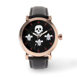 PIRATENFLAGGE SKULL UND DREI LILIES FLAG ARMBANDUHR