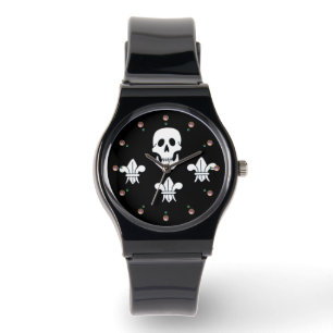 PIRATENFLAGGE SKULL UND DREI LILIES FLAG ARMBANDUHR