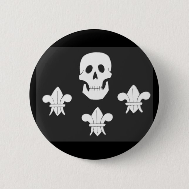 PIRATENFLAGGE SKULL UND DREI LILIES FLAG BUTTON (Vorderseite)