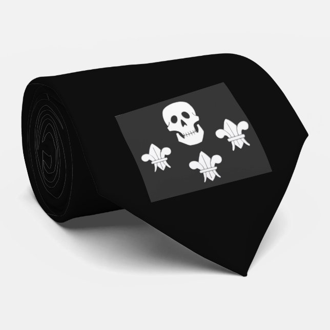 PIRATENFLAGGE SKULL UND DREI LILIES FLAG KRAWATTE (Gerollt)