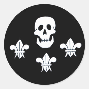 PIRATENFLAGGE SKULL UND DREI LILIES FLAG RUNDER AUFKLEBER