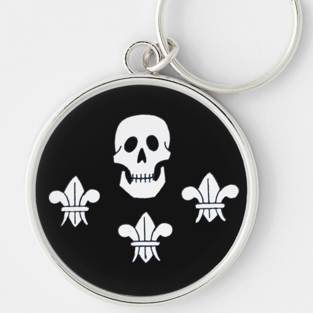 PIRATENFLAGGE SKULL UND DREI LILIES FLAG SCHLÜSSELANHÄNGER (Vorne)