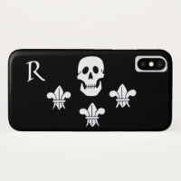 PIRATENFLAGGE SKULL UND DREI LILIES FLAGMONOGRAM