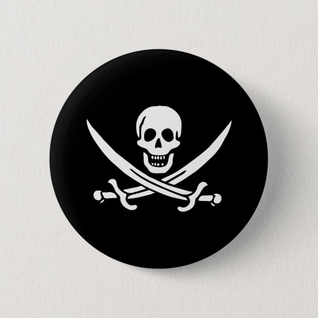 Piratenflagge Skull und Schwerter-Piratenflagge Button (Vorderseite)