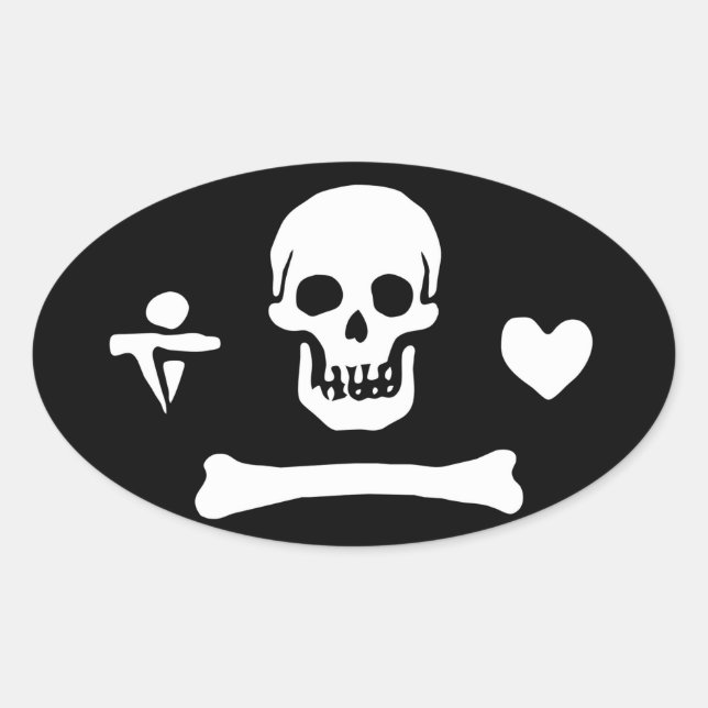 Piratenflagge Stede Bonnet Ovaler Aufkleber (Vorderseite)