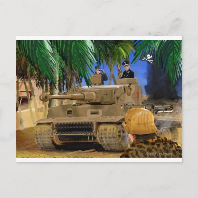 Piratenflagge TIGER TANK. Postkarte (Vorderseite)