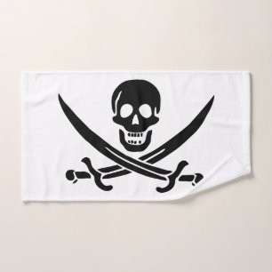 Piratenflagge Totenkopf gekreuzte Schwerter Badhandtuch Set