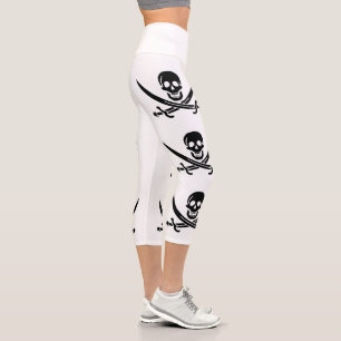 Piratenflagge Totenkopf gekreuzte Schwerter Capri Leggings