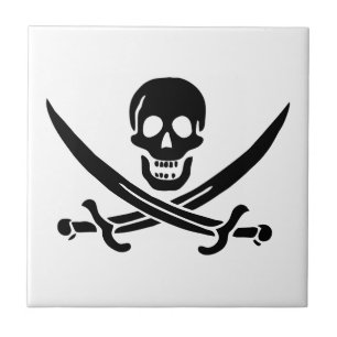 Piratenflagge Totenkopf gekreuzte Schwerter Fliese