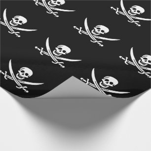 Piratenflagge Totenkopf gekreuzte Schwerter Geschenkpapier