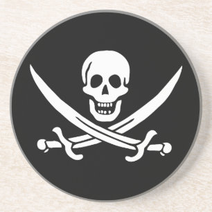 Piratenflagge Totenkopf gekreuzte Schwerter Getränkeuntersetzer