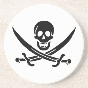 Piratenflagge Totenkopf gekreuzte Schwerter Getränkeuntersetzer