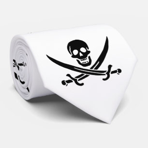 Piratenflagge Totenkopf gekreuzte Schwerter Krawatte