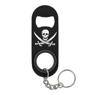 Piratenflagge Totenkopf gekreuzte Schwerter Mini Flaschenöffner