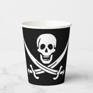Piratenflagge Totenkopf gekreuzte Schwerter Pappbecher