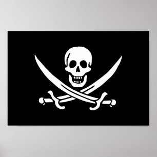 Piratenflagge Totenkopf gekreuzte Schwerter Poster