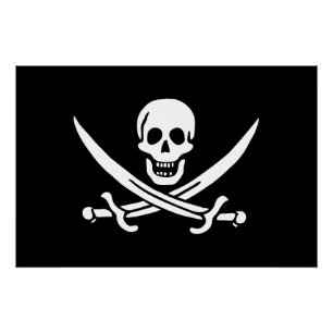 Piratenflagge Totenkopf gekreuzte Schwerter Poster