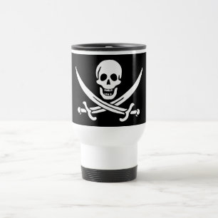 Piratenflagge Totenkopf gekreuzte Schwerter Reisebecher