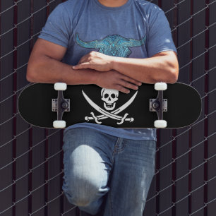 Piratenflagge Totenkopf gekreuzte Schwerter Skateboard