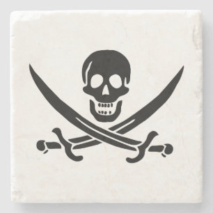 Piratenflagge Totenkopf gekreuzte Schwerter Steinuntersetzer