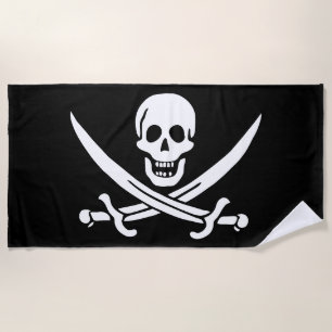 Piratenflagge Totenkopf gekreuzte Schwerter Strandtuch