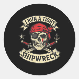 Piratenflagge und Crossbones, die ich leise ein Fr Runder Aufkleber