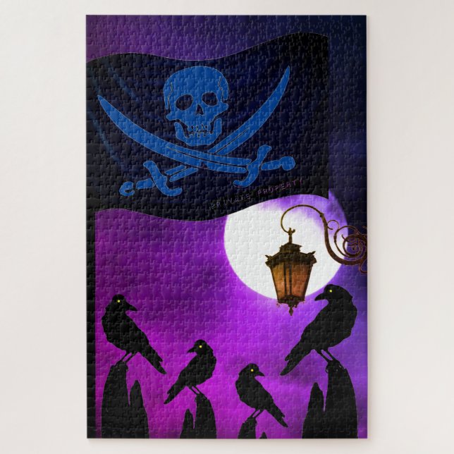 Piratenflagge und Mond (Vertikal)