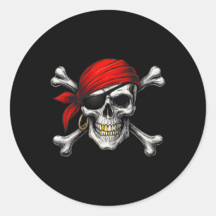 Piratenflagge und Skull-Crossbones Hallo Runder Aufkleber
