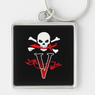 Piratenflagge V Monogramm Schlüsselanhänger
